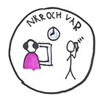 Illustration av en person vid dator samt en som pratar i telefon